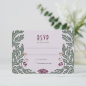  Art Nouveau RSVP-kaart Lavendel Plum Kaart (Staand voorkant)