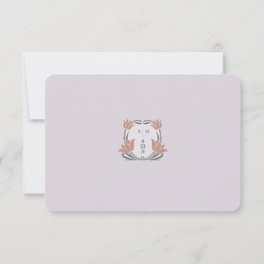 Art Nouveau RSVP-kaart Lavendel Plum Kaart (Achterkant)