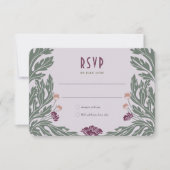  Art Nouveau RSVP-kaart Lavendel Plum Kaart (Voorkant)