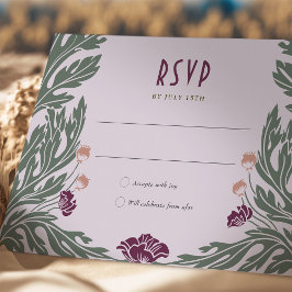 Art Nouveau RSVP-kaart Lavendel Plum Kaart