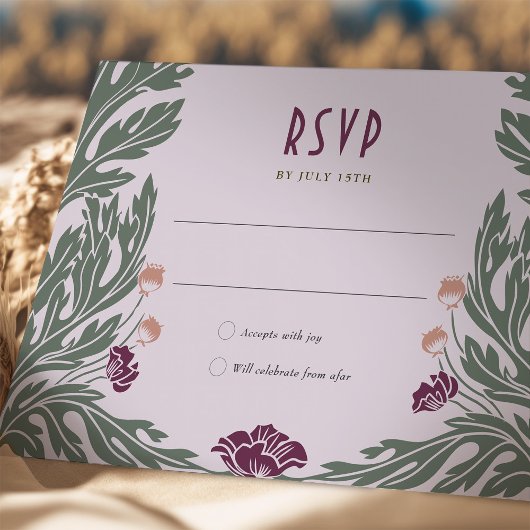  Art Nouveau RSVP-kaart Lavendel Plum Kaart