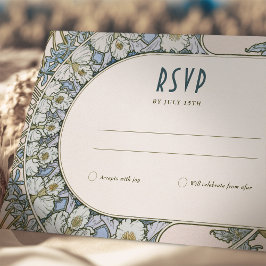 Art Nouveau RSVP-kaart met  bloemenontwerp Kaart