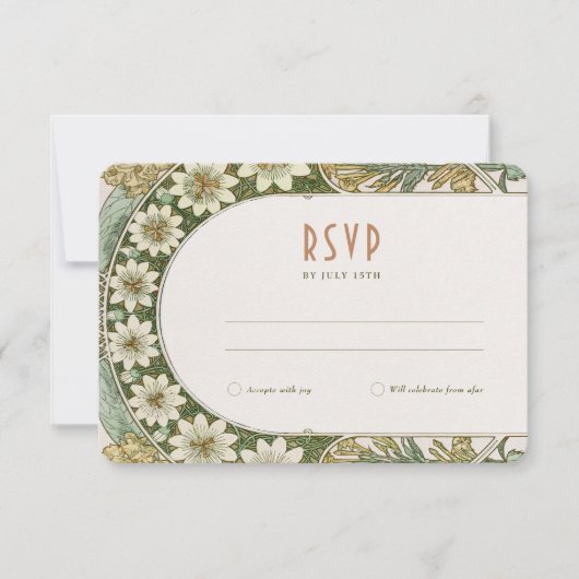 Art Nouveau RSVP-kaart voor bruiloft uitnodiging (Voorkant)