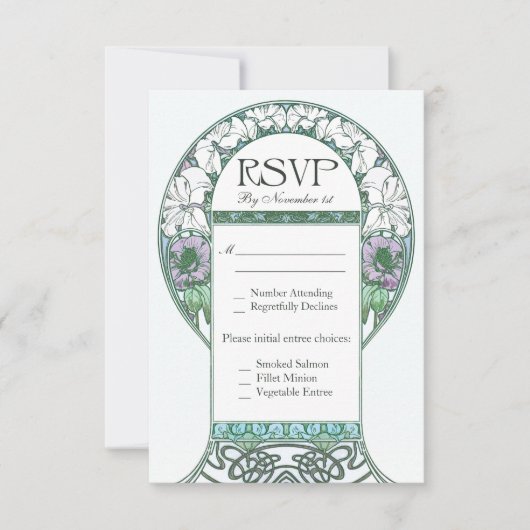 Art Nouveau  RSVP Weddenschappen Kaarten (Voorkant)