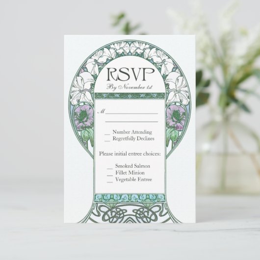 Art Nouveau  RSVP Weddenschappen Kaarten (Staand voorkant)