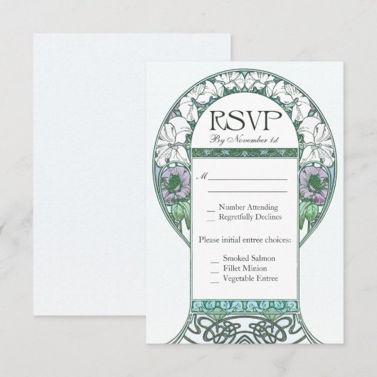 Art Nouveau  RSVP Weddenschappen Kaarten (Voorkant / Achterkant)