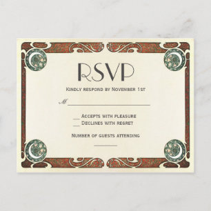  Art Nouveau RSVP Wedding Briefkaarten I