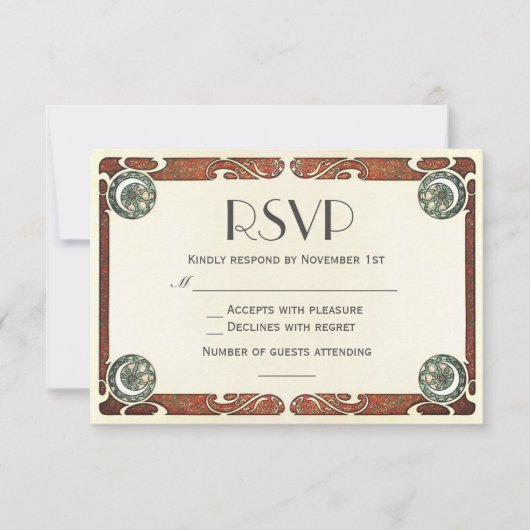  Art Nouveau RSVP Wedding Invitations I Kaartje (Voorkant)