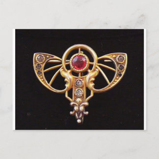 Art Nouveau Ruby Paste Pin 2 Briefkaart