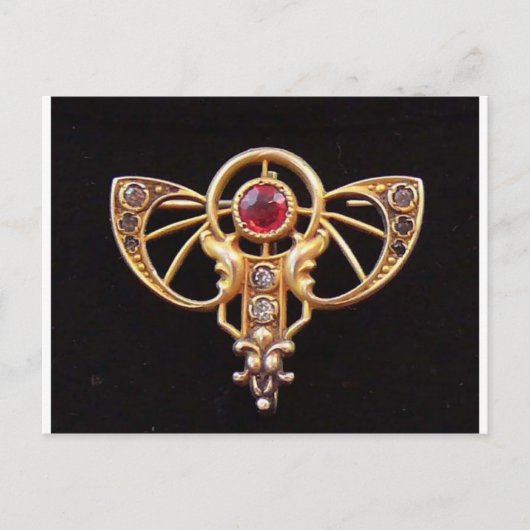 Art Nouveau Ruby Paste Pin 2 Briefkaart (Voorkant)