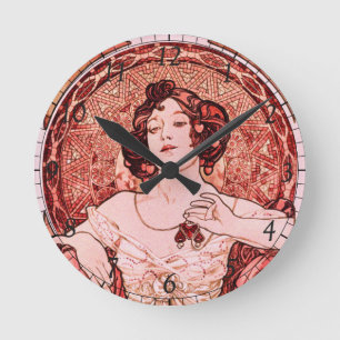  Art Nouveau Ruby van Alphonse Mucha Ronde Klok