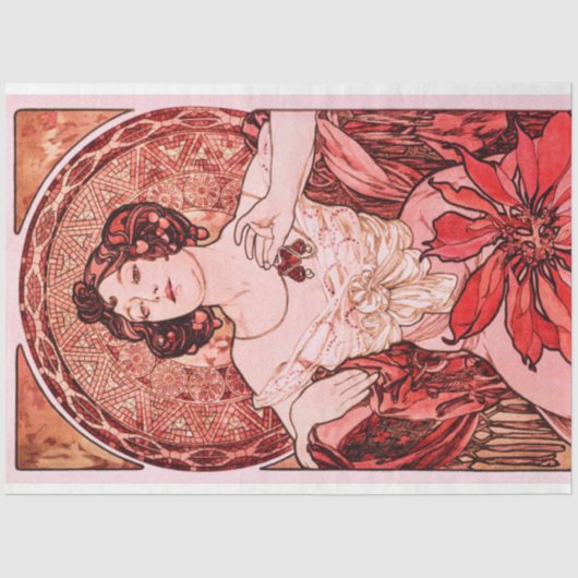  Art Nouveau Ruby van Alphonse Mucha Tissuepapier (Voorkant)