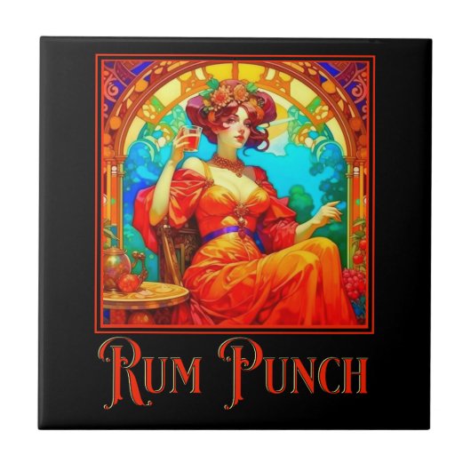 Art Nouveau Rum Punch Tegeltje (Voorkant)
