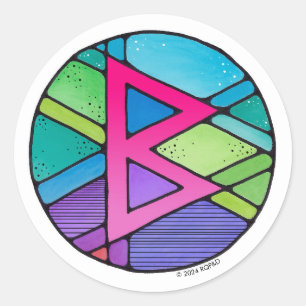 Art Nouveau Rune Berkano - MOEDER AARDE Ronde Sticker
