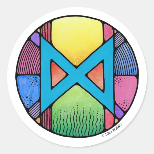 Art Nouveau Rune Dagaz - ONTWAKEN Ronde Sticker (Voorkant)