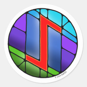 Art Nouveau Rune Eihwaz - DOORZETTINGSVERMOGEN Ronde Sticker