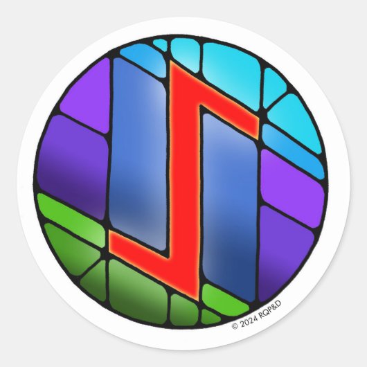 Art Nouveau Rune Eihwaz - DOORZETTINGSVERMOGEN Ronde Sticker (Voorkant)