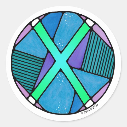 Art Nouveau Rune Gebo - EENHEID Ronde Sticker (Voorkant)