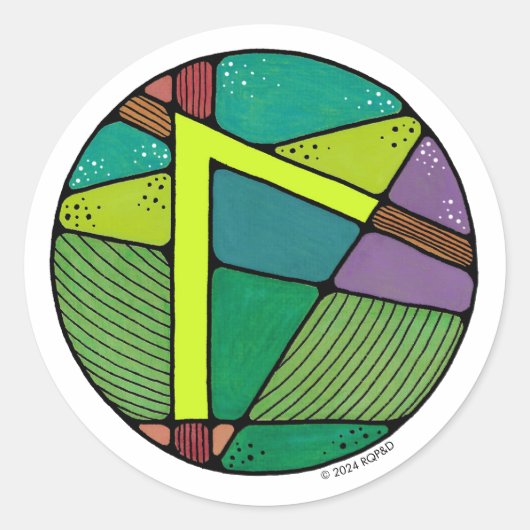 Art Nouveau Rune Laguz - LIFE Ronde Sticker (Voorkant)