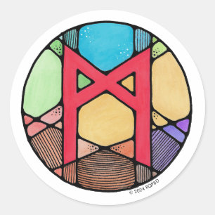 Art Nouveau Rune Mannaz - MENSELIJKHEID Ronde Sticker
