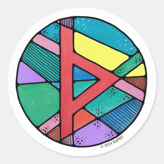 Art Nouveau Rune Thurisaz - DEFENSIE Ronde Sticker (Voorkant)