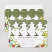 Art Nouveau Rustic Forest Wedding Invites RSVP Kaartje (Voorkant / Achterkant)