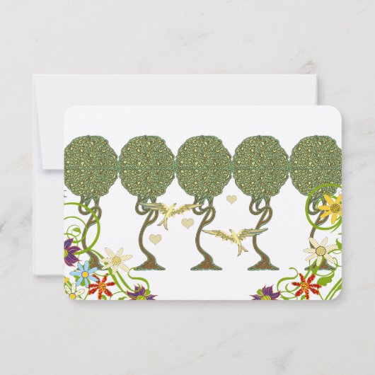 Art Nouveau Rustic Forest Wedding Invites RSVP Kaartje (Achterkant)