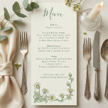 Art Nouveau Sage Floral border wedding menu<br><div class="desc">Present your wedding feast with this Art Nouveau inspired menu card, featuring a flowing sage green "Menu" heading and a delicate floral border blossoming along the bottom edge. Clean serif typography neatly lists each course on a soft cream background, creating a refined yet romantic look ideal for garden, vineyard, and...</div>