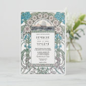 Art Nouveau Sail Away Huwelijksuitnodiging Kaart (Staand voorkant)