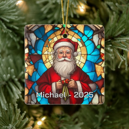 Art Nouveau Santa Ceramic Gift Keramisch Ornament (Boom)