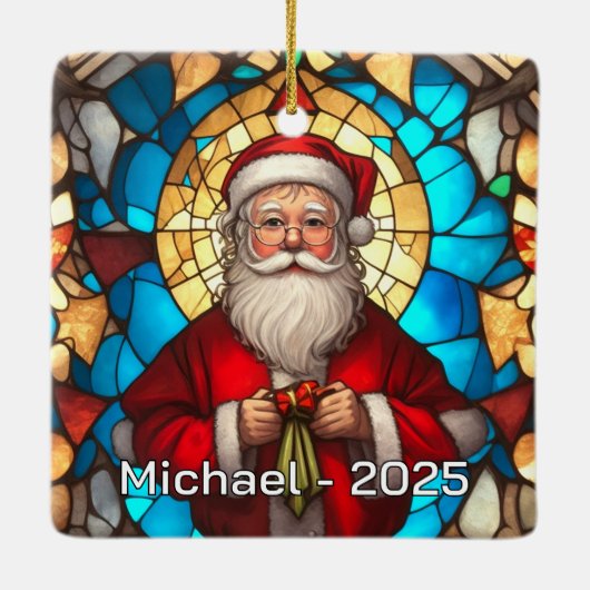 Art Nouveau Santa Ceramic Gift Keramisch Ornament (Achterkant)