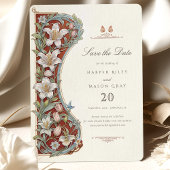 Art Nouveau Save the Date Kaart Witte Lelies