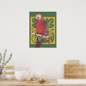 Art Nouveau Scarlet Parrot Poster (Keuken)