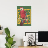 Art Nouveau Scarlet Parrot Poster (Thuiskantoor)