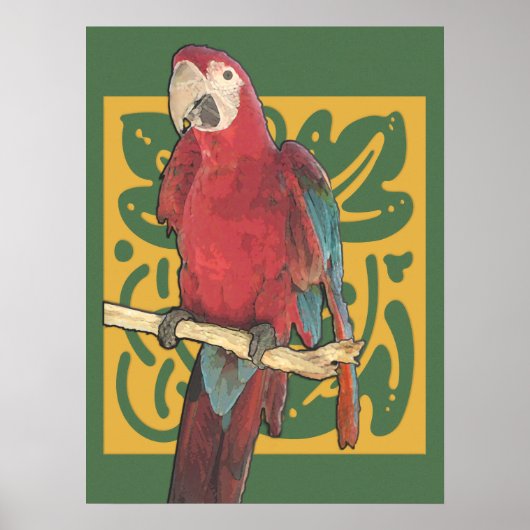 Art Nouveau Scarlet Parrot Poster (Voorkant)