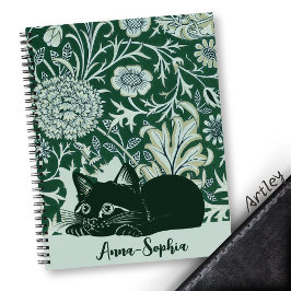Art Nouveau Schattigee Cat Floral Custom Name Notitieboek