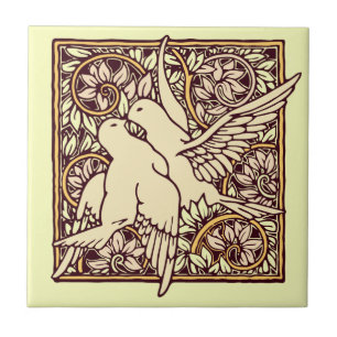 Art Nouveau Schildpadduiven Tegeltje