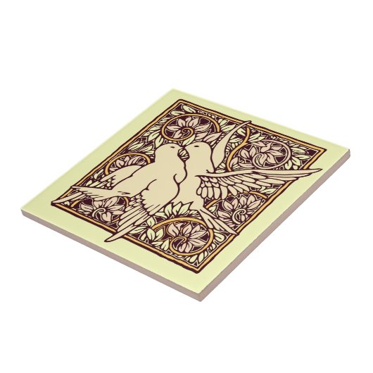 Art Nouveau Schildpadduiven Tegeltje (Zijkant)