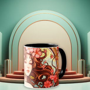 Art Nouveau-schoonheid van fluisterende wijnranken Mok