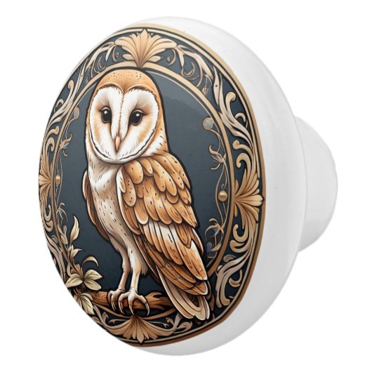 Art Nouveau Schuur Uil Keramische Knop (Rechts)