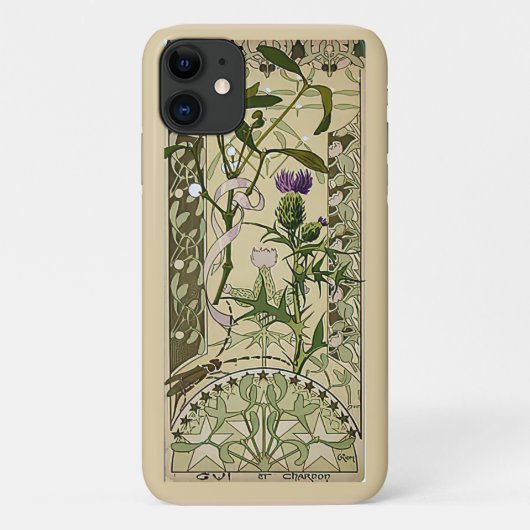 Art Nouveau Scottish Thistle Floral Flowers Hoesje (Achterkant)
