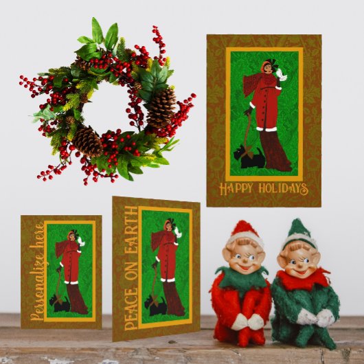 Art Nouveau Scotty Dog Holiday Kaart