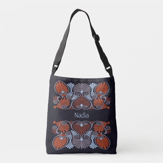 Art Nouveau Scrollwork gepersonaliseerd Crossbody Tas (Achterkant)