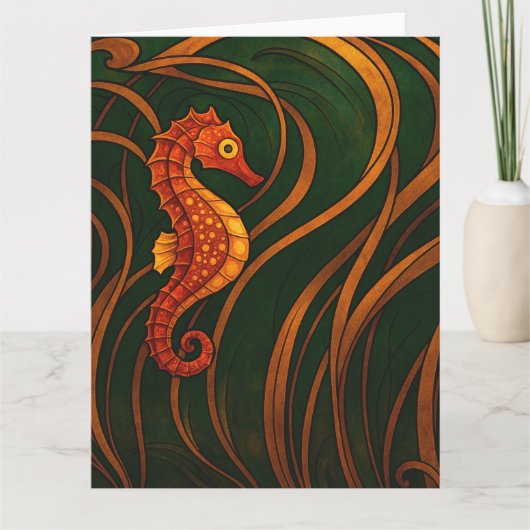 Art Nouveau Seahorse Kaart (Voorkant)
