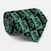 Art Nouveau Seahorse Stropdas - Green (Opgerold)