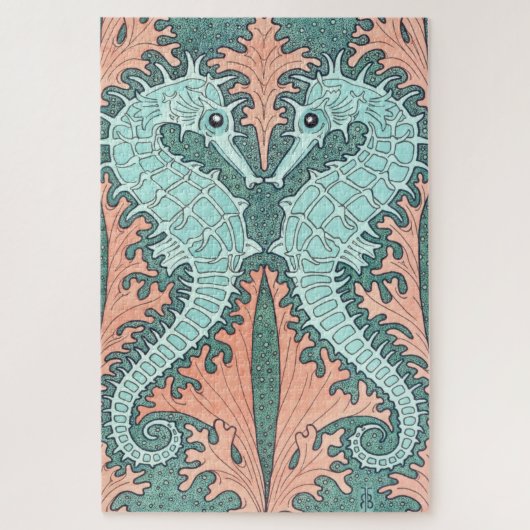 Art Nouveau Seapaarden Legpuzzel (Verticaal)