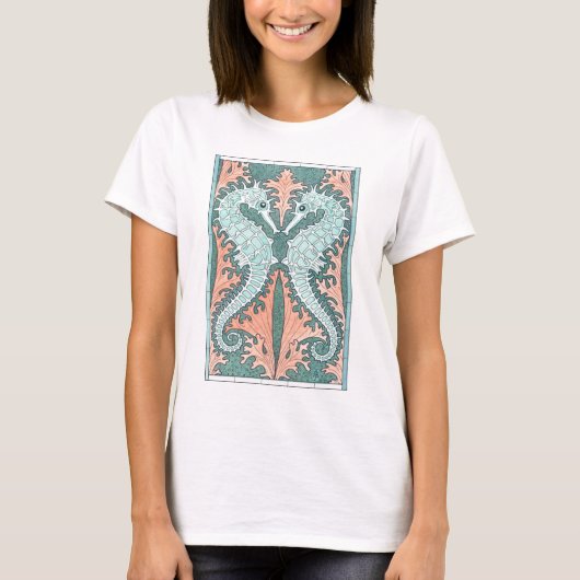 Art Nouveau Seapaarden T-shirt (Voorkant)