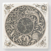 Art Nouveau Seashells & Fish van Anton Seder Stenen Onderzetter (Voorkant)