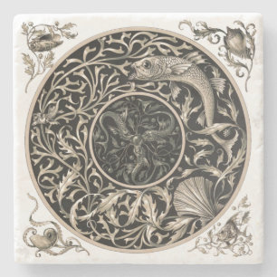 Art Nouveau Seashells & Fish van Anton Seder Stenen Onderzetter