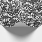 Art Nouveau Seaweed Floral, Black en White Cadeaupapier (Hoek)